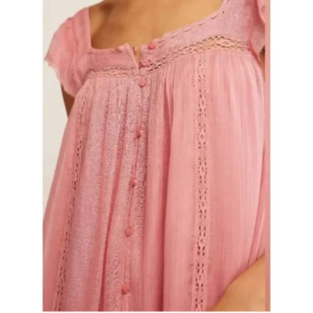 NWT Free People Pink Olivia Gauze Babydoll Dress Size S NWT - Picture 3 of 16